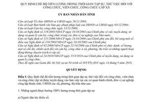 Quyết định 41/2010/QĐ-UBND chế độ tiền lương trong thời gian tập sự