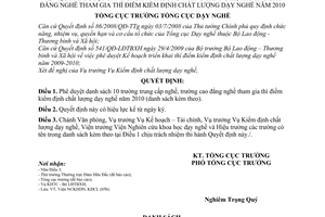 Quyết định 145/QĐ-TCDN  phê duyệt danh sách 10 trường trung cấp nghề