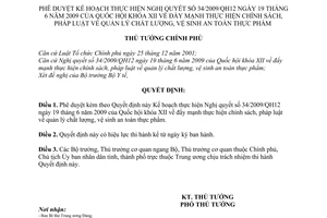 Quyết định 734/QĐ-TTg Kế hoạch thực hiện Nghị quyết 34/2009/QH12