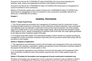 Circular No. 04/2010/TT-BXD guiding formulation and management of costs of inves