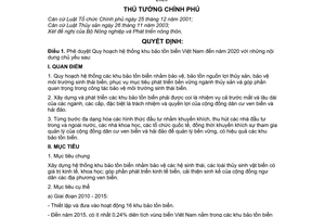 Quyết định 742/QĐ-TTg phê duyệt Quy hoạch hệ thống khu bảo tồn biển Việt Nam