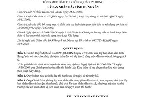Quyết định 14/2010/QĐ-UBND hủy bỏ Quyết định cho phép chỉ định thầu Hưng Yên