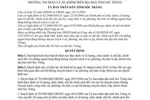 Quyết định 09/2010/QĐ-UBND số lượng chức danh chế độ chính sách