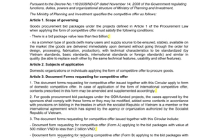 Circular No. 11/2010/TT-BKH detailing competitive offering
