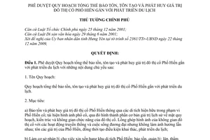 Quyết định 744/QĐ-TTg  phê duyệt Quy hoạch tổng thể bảo tồn, tôn tạo và