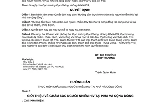 Quyết định 1781/QĐ-BYT Hướng dẫn thực hiện chăm sóc người nhiễm HIV