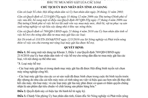 Quyết định 975/QĐ-UBND 2010 bổ sung Quyết định hỗ trợ mua máy gặt An Giang