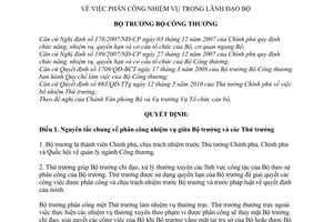 Quyết định 2833/QĐ-BCT phân công nhiệm vụ trong lãnh đạo bộ