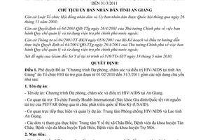 Quyết định 977/QĐ-UBND 2010 dự phòng chăm sóc điều trị HIV/AIDS An Giang