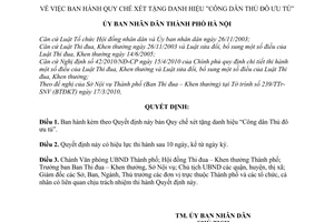 Quyết định 23/2010/QĐ-UBND Quy chế xét tặng danh hiệu Công dân Thủ đô ưu tú