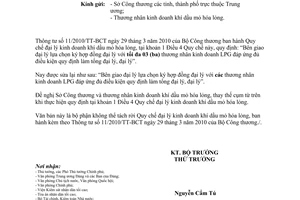 Công văn 4292/BCT-TTTN đính chính Thông tư 11/2010/TT-BCT