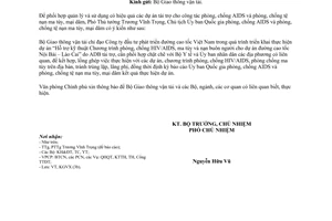 Công văn 2925/VPCP-KGVX thực hiện Dự án phòng, chống HIV/AIDS, ma túy buôn người