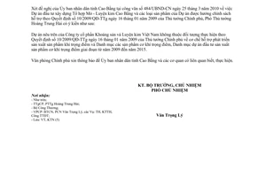 Công văn 2961/VPCP-KTN hỗ trợ dự án sản xuất sản phẩm cơ khí trọng điểm