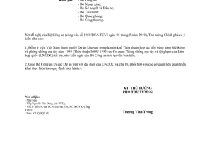 Công văn 771/TTg-QHQT tham gia 03 Dự án khu vực