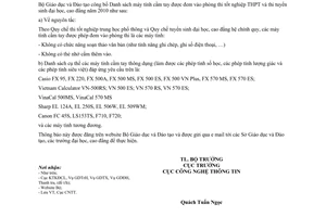 Công văn 2603/BGDĐT-CNTT máy tính cầm tay được đem vào phòng thi