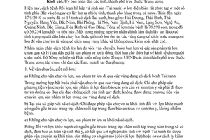 Công văn 1429/BNN-TY kiểm dịch, kiểm soát vận chuyển lợn, sản phẩm từ lợn