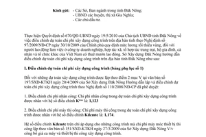 Công văn 310/SXD-KT điều chỉnh dự toán chi phí xây dựng công trình