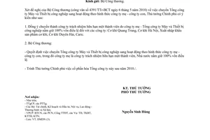 Công văn 859/TTg-ĐMDN chuyển Tổng công ty Máy và Thiết bị công nghiệp