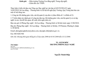 Công văn 4875/LĐTBXH-DN báo cáo công tác bồi dưỡng giáo viên, cán bộ quản lý