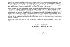 Công văn 2723/TCHQ-GSQL phân loại mặt hàng máy vi tính xách tay có túi đựng