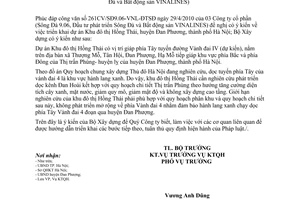 Công văn 44/BXD-KTQH dự án Khu đô thị Hồng Thái, huyện Đan Phượng,