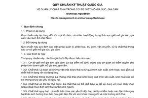 Quy chuẩn kỹ thuật Quốc gia QCVN 01-25:2010/BNNPTNT về quản lý chất thải trong cơ sở giết mổ gia súc gia cầm do Bộ Nông nghiệp và Phát triển nông thôn ban hành