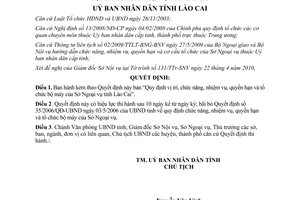 Quyết định 09/2010/QĐ-UBND chức năng nhiệm vụ quyền hạn Sở Ngoại vụ Lào Cai