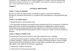 Law No. 48/2010/QH12 on non-agricultural land use tax