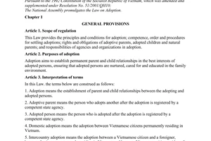 Law No. 52/2010/QH12 on adoption
