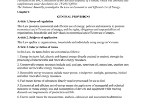 Law No. 50/2010/QH12 on economical and efficient use of energy
