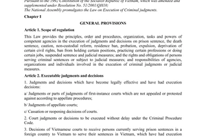 Law No. 53/2010/QH12 on execution of criminal judgments