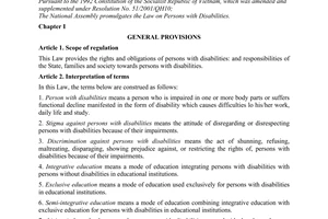 Law No. 51/2010/QH12 on persons with disabilities