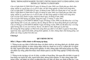 Thông tư 32/2010/TT-BNNPTN chỉ định quản lý hoạt động người lấy mẫu