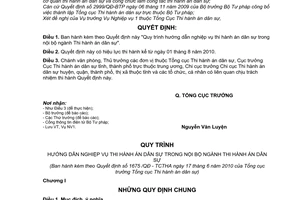 Quyết định 1675/QĐ-TCTHA Quy trình hướng dẫn nghiệp vụ thi hành án