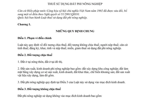 Luật thuế sử dụng đất phi nông nghiệp 2010