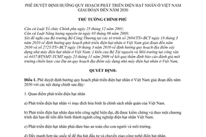 Quyết định 906/QĐ-TTg phê duyệt định hướng quy hoạch phát triển điện hạt nhân