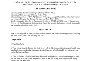 Quyết định 911/QĐ-TTg  Đề án Đào tạo giảng viên có trình độ tiến sĩ
