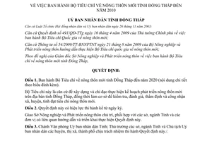 Quyết định 484/QĐ-UBND.HC bộ Tiêu chí nông thôn mới Đồng Tháp đến 2020