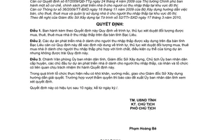 Quyết định 09/2010/QĐ-UBND trình tự, thủ tục xét duyệt