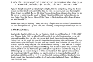 Thông báo 167/TB-VPCP ý kiến kết luận Phó Thủ tướng Hoàng Trung Hải