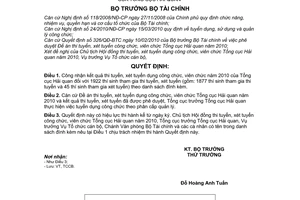 Quyết định 1419/QĐ-BTC  công nhận kết quả thi tuyển, xét tuyển dụng công