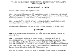 Quyết định 1421/QĐ-BTC năm 2010 tổ chức và hoạt động của Thời báo Tài chính