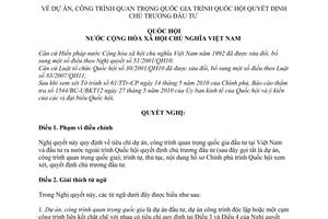 Nghị quyết 49/2010/QH12 dự án, công trình quan trọng quốc gia trình Quốc hội