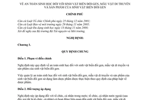 Nghị định 69/2010/NĐ-CP an toàn sinh học sinh vật biến đổi gen, mẫu v