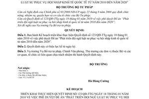 Quyết định 1759/QĐ-BTP Kế hoạch thực hiện Quyết định 123/QĐ-TTG
