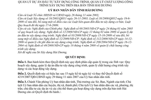 Quyết định 11/2010/QĐ-UBND phân cấp quản lý trong các lĩnh vực: Quy hoạch xây