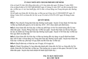 Quyết định 40/2010/QĐ-UBND chuyển Trung tâm Giáo dục thường xuyên quận - huyện v