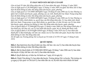 Quyết định 07/2010/QĐ-UBND Quy chế làm việc Ủy ban nhân dân huyện Cần Giờ