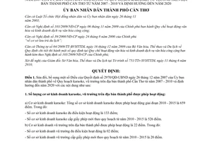 Quyết định 1666/QĐ-UBND 2010 sửa đổi quy hoạch karaoke vũ trường Cần Thơ