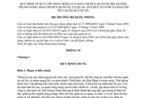 Thông tư 81/2010/TT-BQP  quy chế hoạt động Ban chỉ huy quân sự